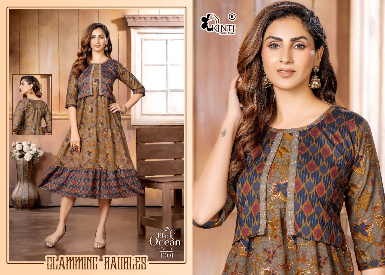 Black Ocean Vol 10 By Kinti Long Designer Kurtis Catalog